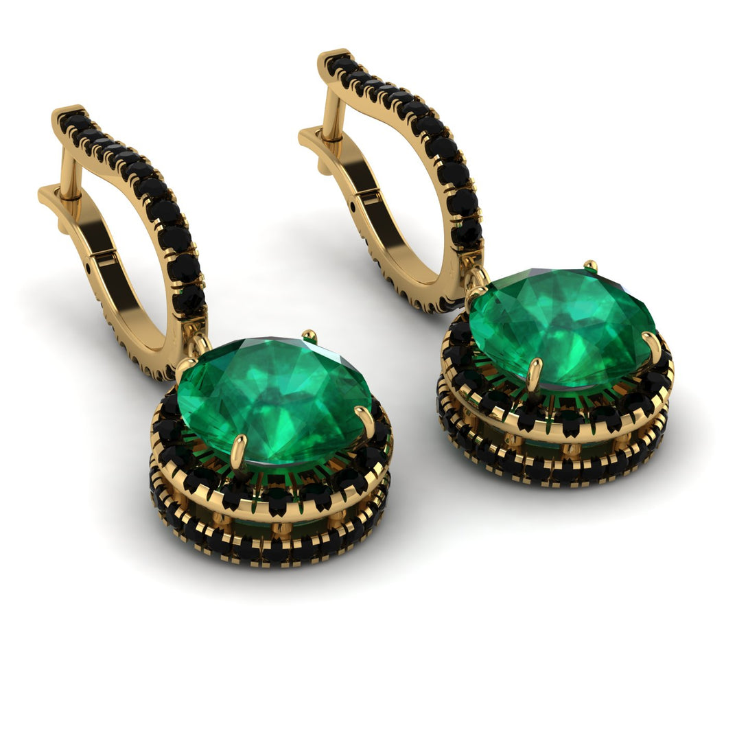 Hidden Halo Emerald Hoop Earrings - Catalina No. 34