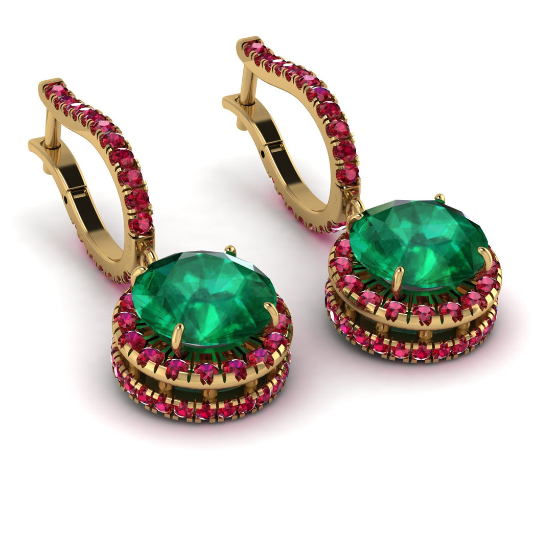 Hidden Halo Emerald Hoop Earrings - Catalina No. 49