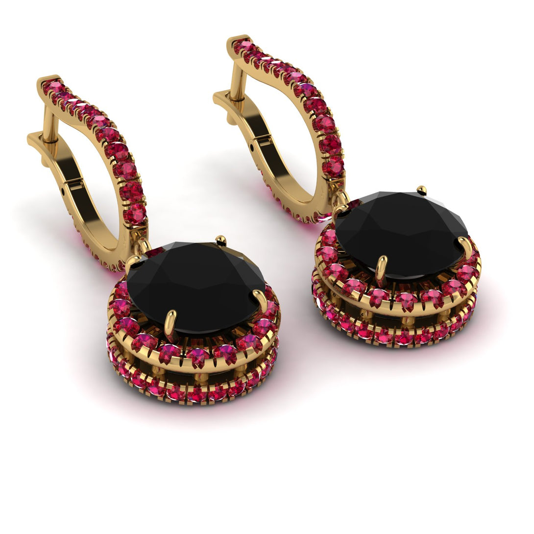 Hidden Halo Black Diamond Hoop Earrings - Catalina No. 52