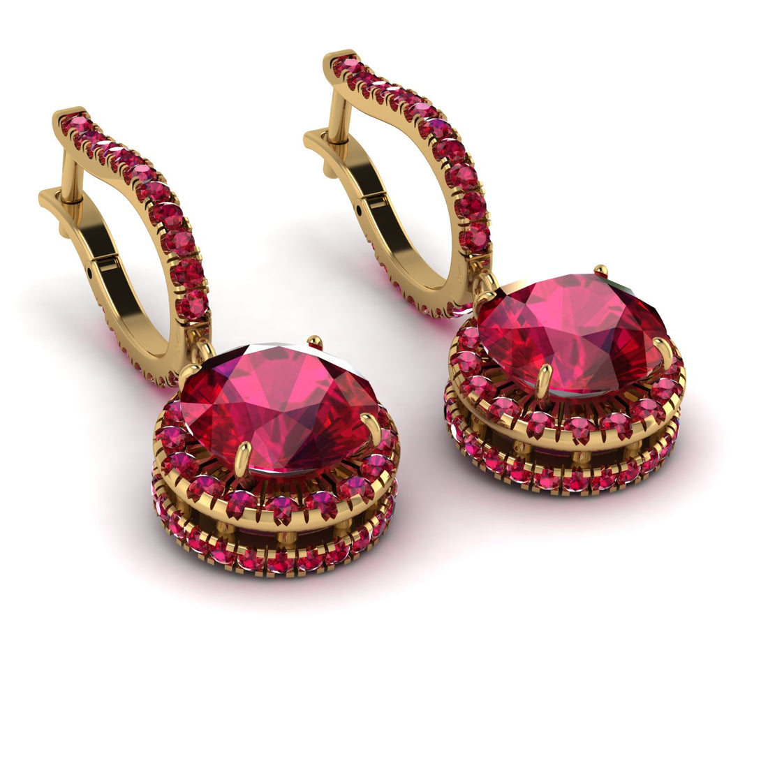 Hidden Halo Ruby Hoop Earrings - Catalina No. 55