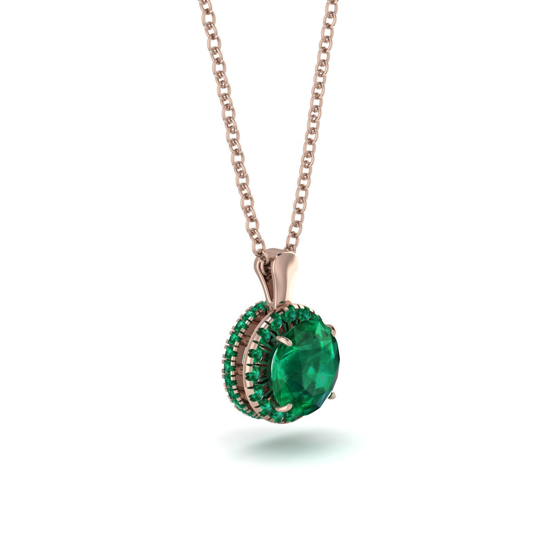 Hidden Halo Emerald Necklace - Catalina No. 20