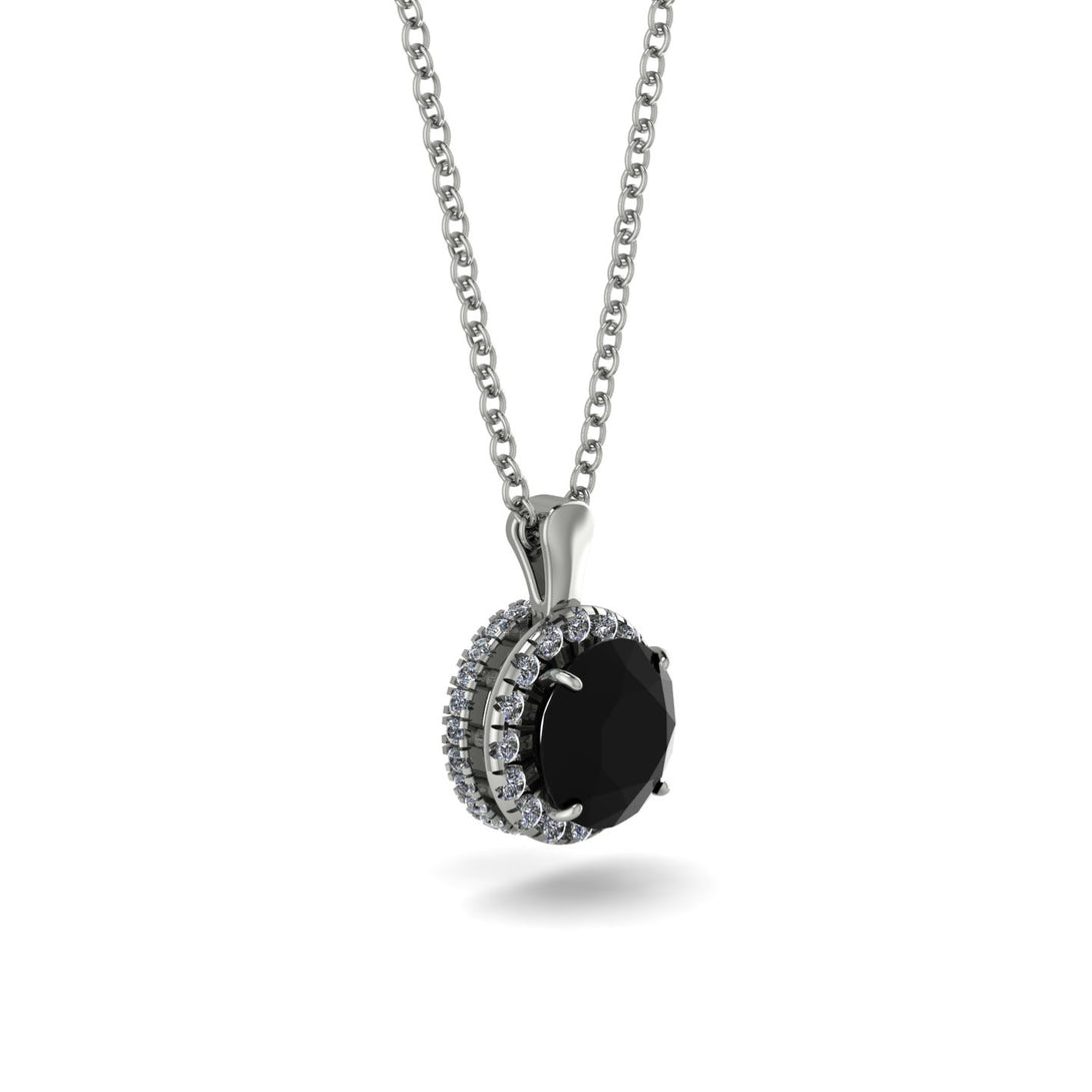 Hidden Halo Black Diamond Necklace - Catalina No. 9