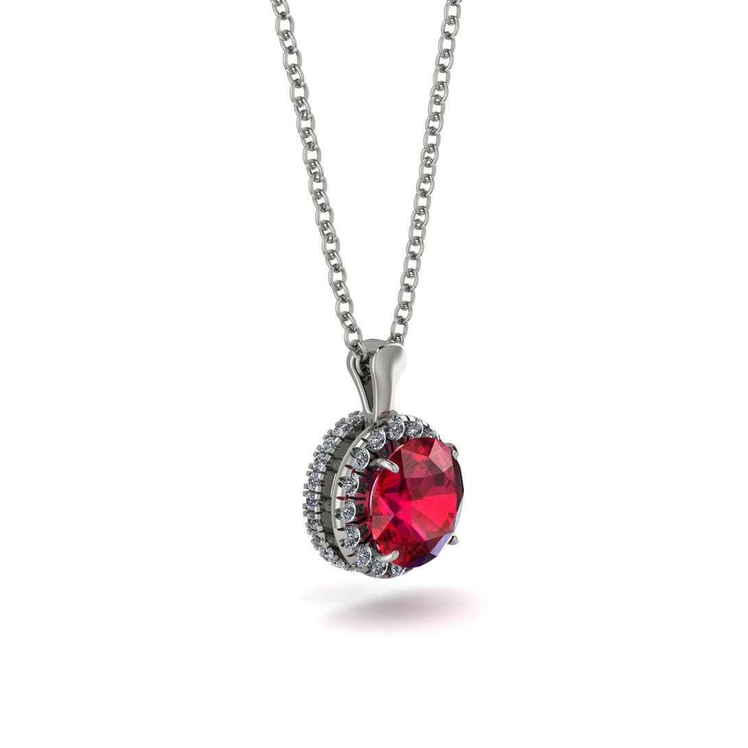 Hidden Halo Ruby Necklace - Catalina No. 12