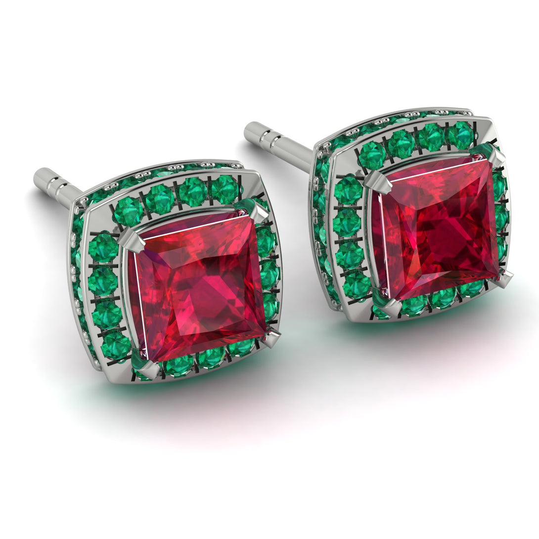 Hidden Halo Princess Ruby Earrings - Georgia No. 27