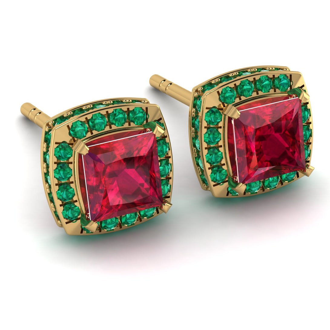 Hidden Halo Princess Ruby Earrings - Georgia No. 25