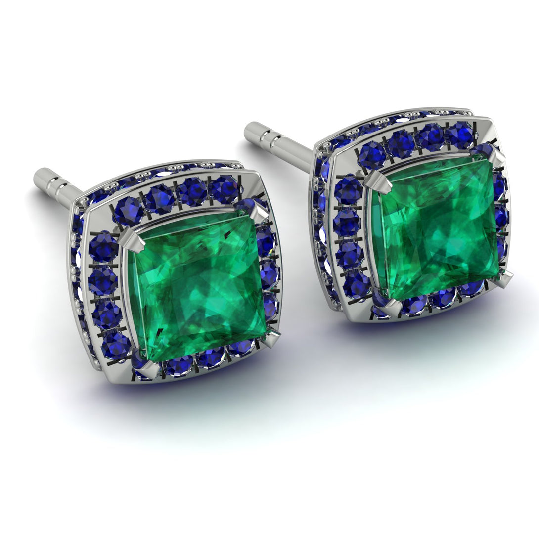 Hidden Halo Princess Emerald Earrings - Georgia No. 66