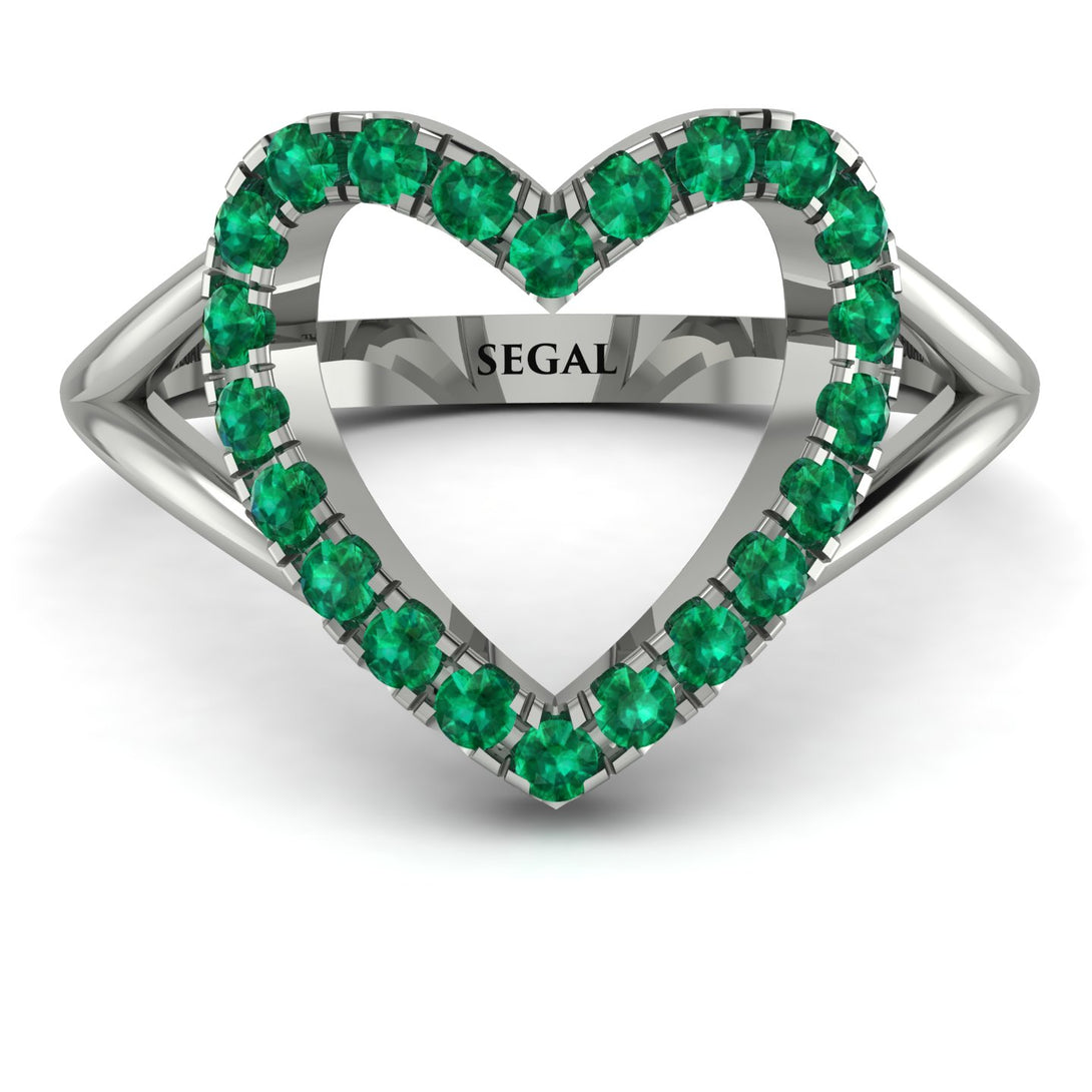 Split Shank Heart Emerald Ring - Delaney No. 6