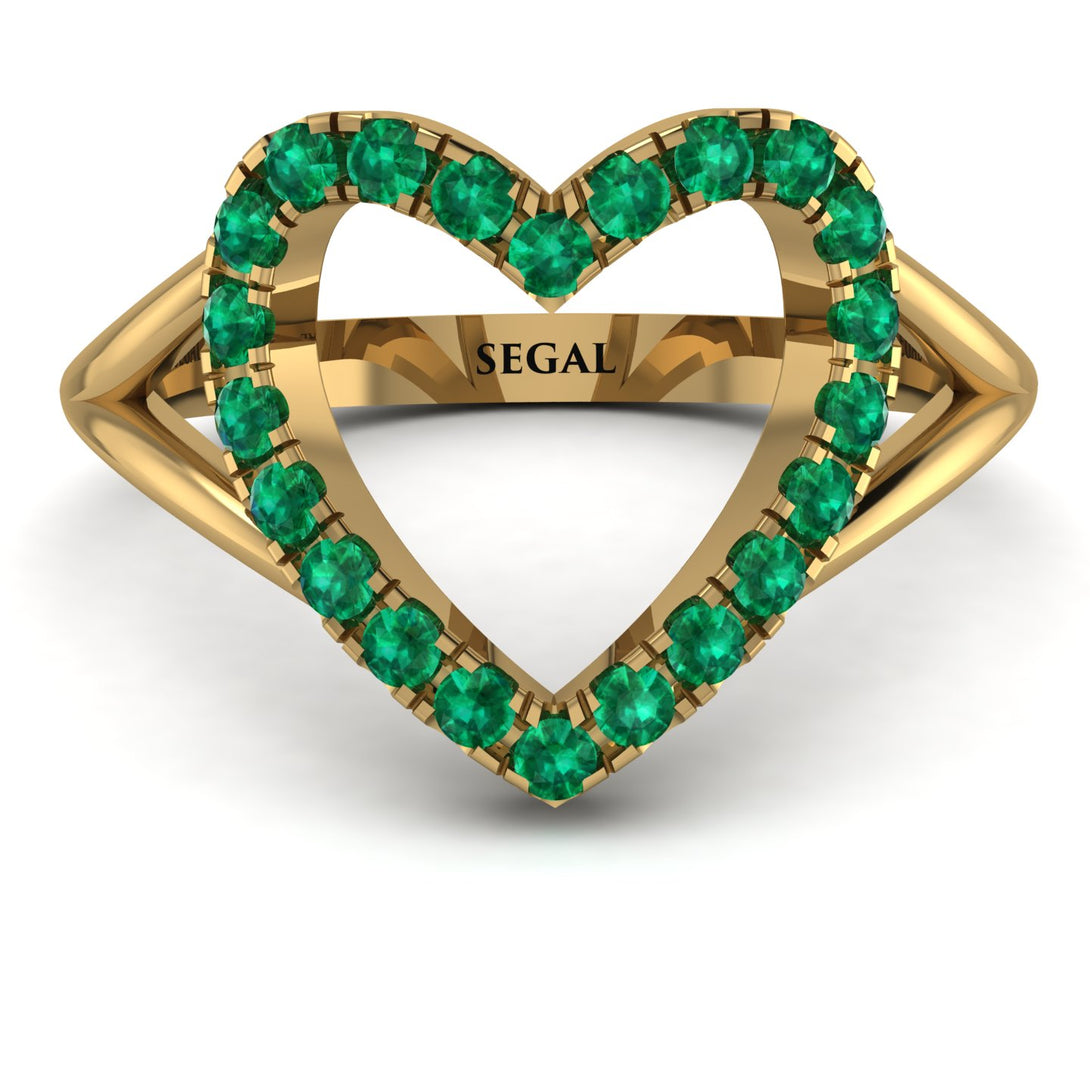 Split Shank Heart Emerald Ring - Delaney No. 4