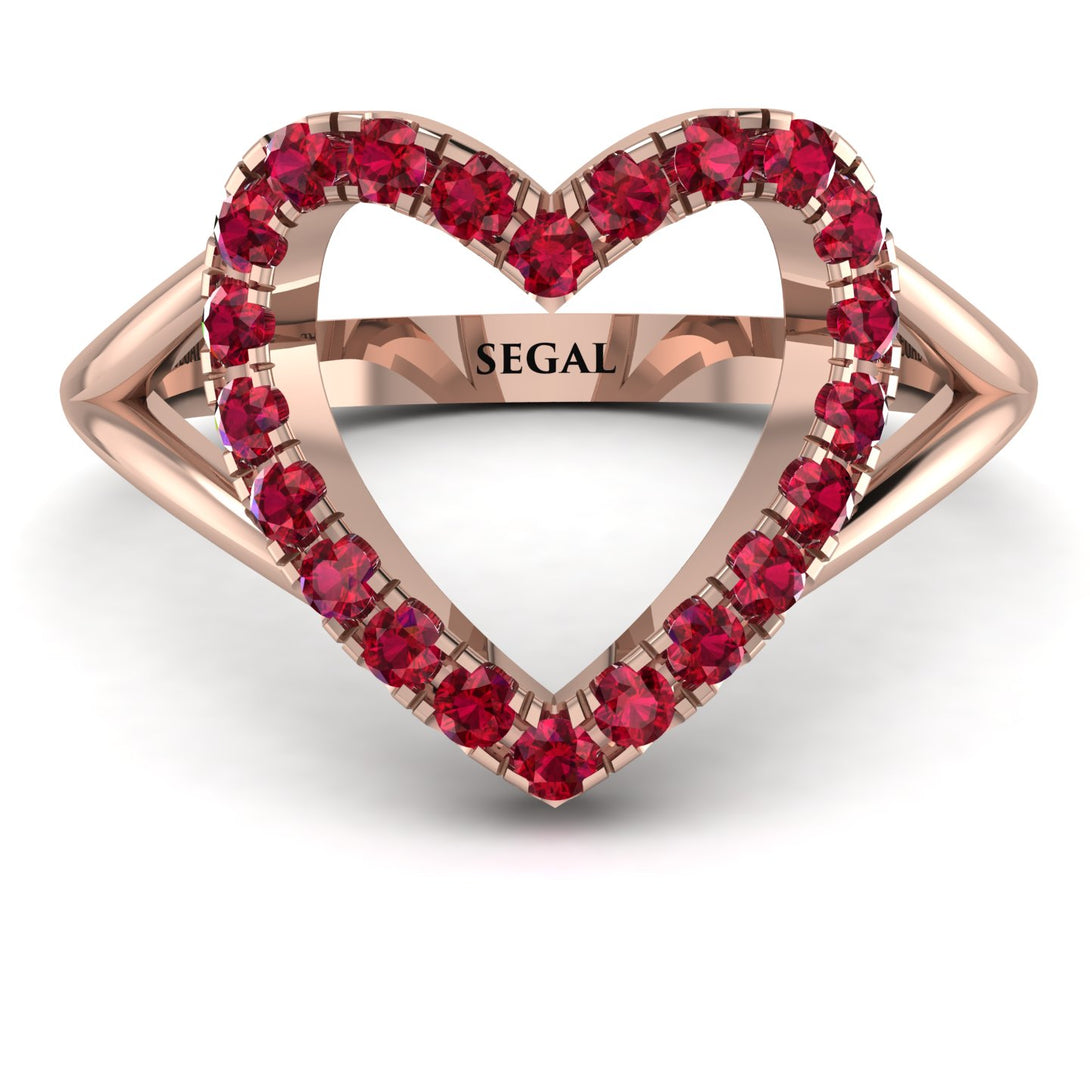 Split Shank Heart Ruby Ring - Delaney No. 11