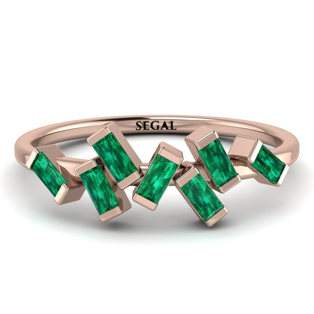 Thin Baguette Emerald Ring - Juliette No. 5