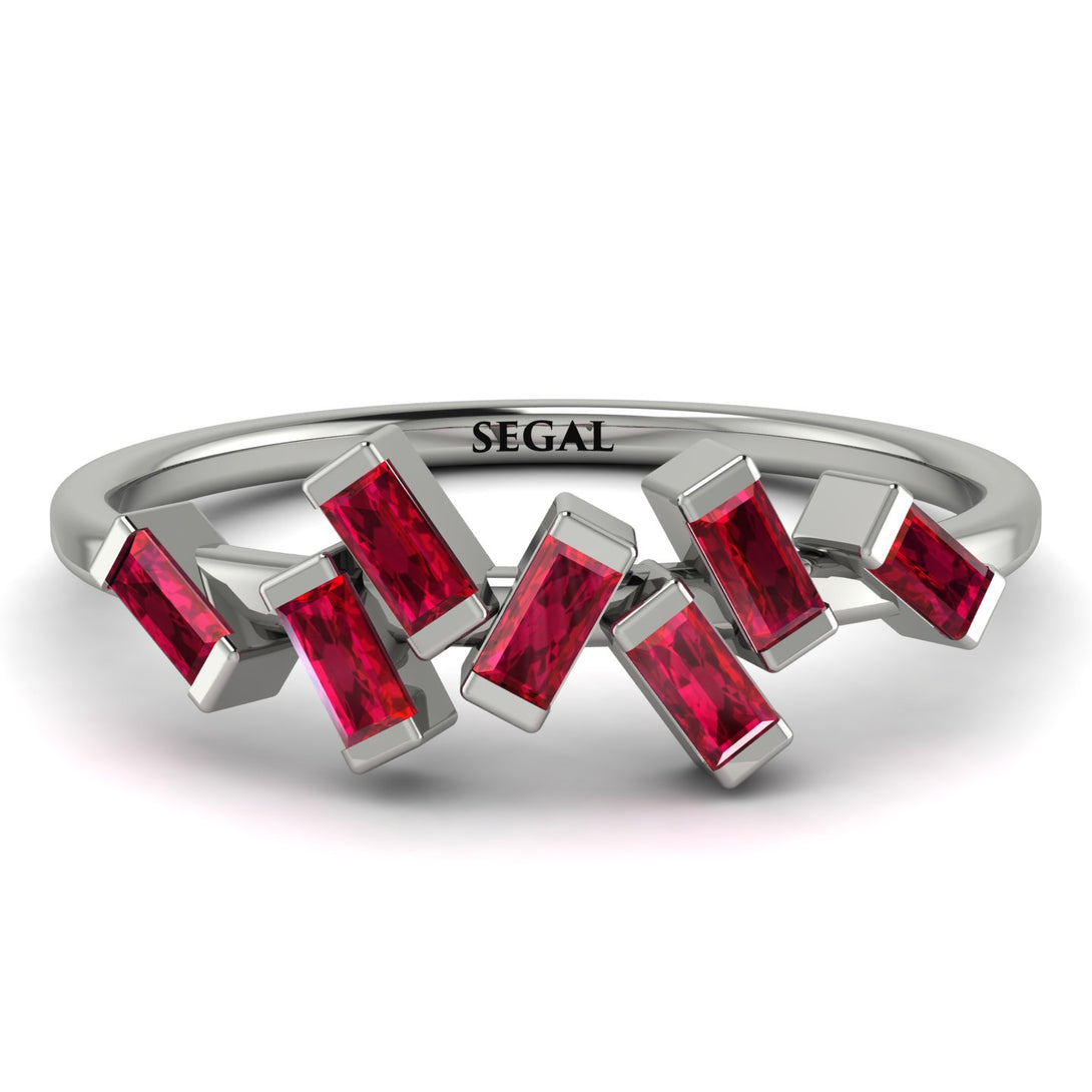 Thin Baguette Ruby Ring - Juliette No. 12