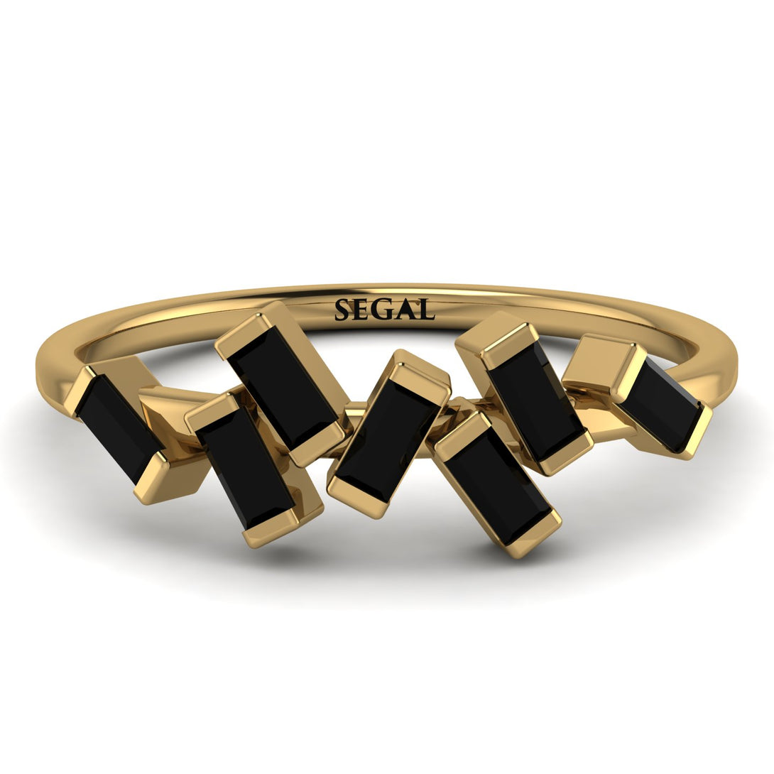 Thin Baguette Black Diamond Ring - Juliette No. 7