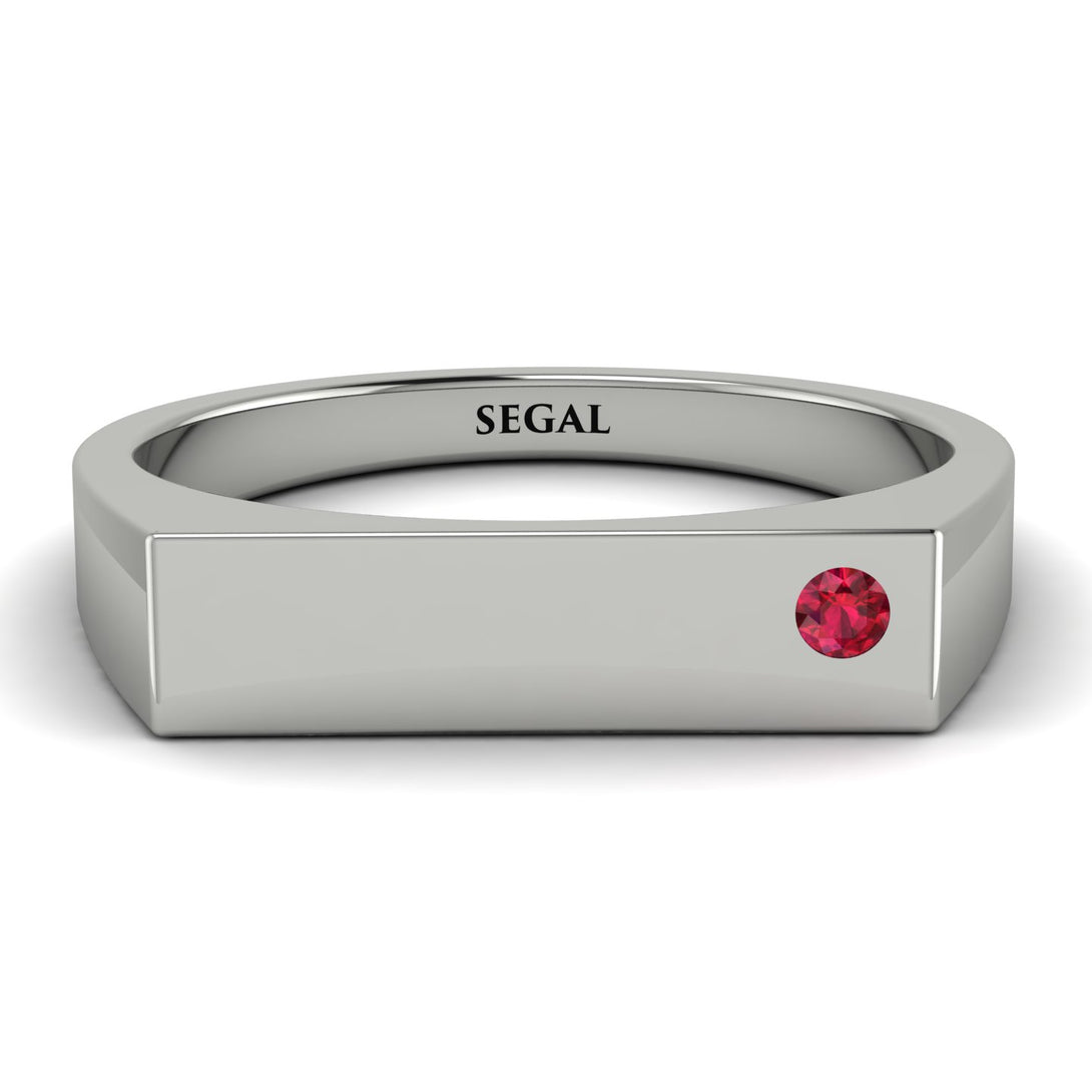 Thin Signature Band With Ruby - Norah No. 12