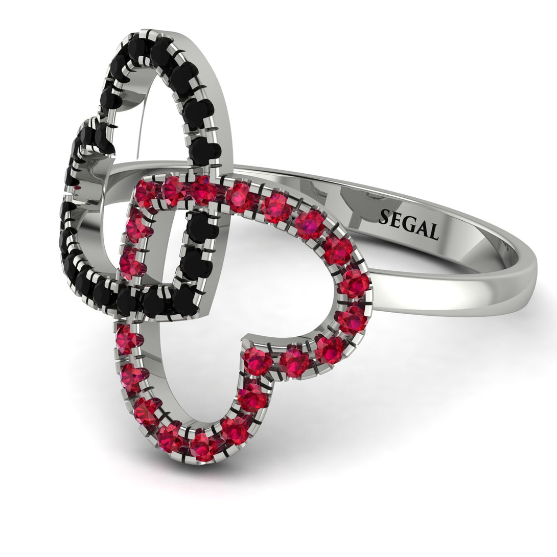 Two Hearts Black Diamond Ring - Selena No. 54