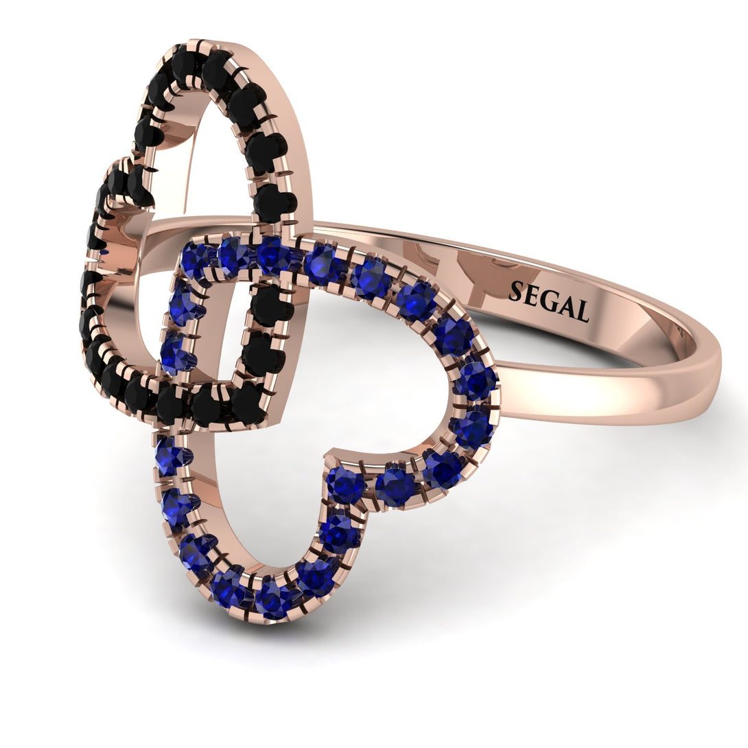 Two Hearts Black Diamond Ring - Selena No. 68