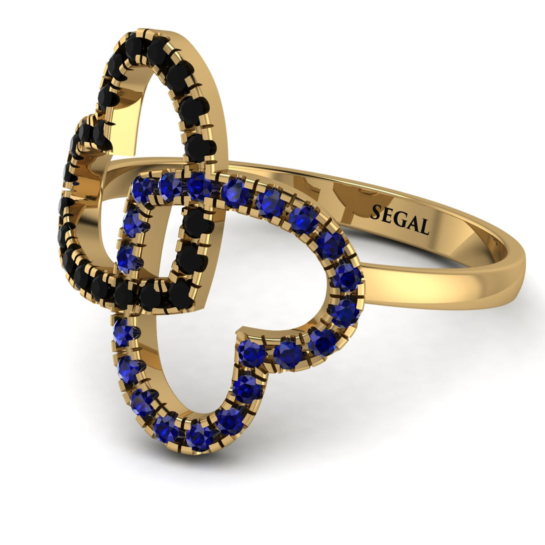Two Hearts Black Diamond Ring - Selena No. 67