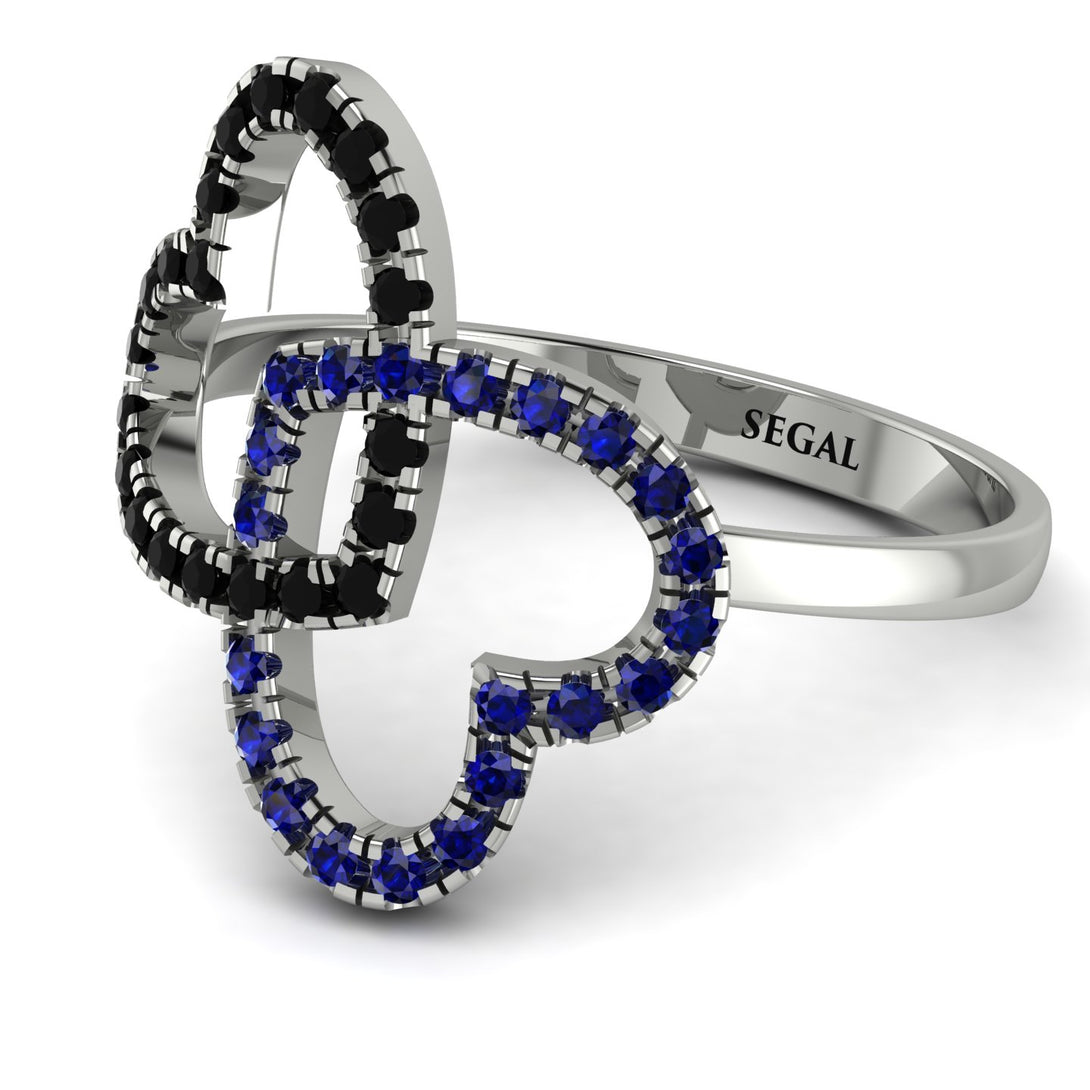 Two Hearts Black Diamond Ring - Selena No. 69