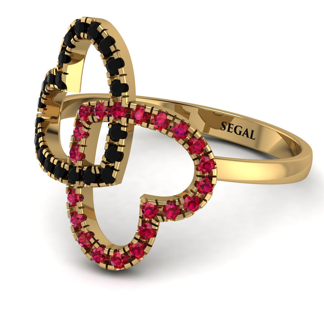 Two Hearts Black Diamond Ring - Selena No. 52