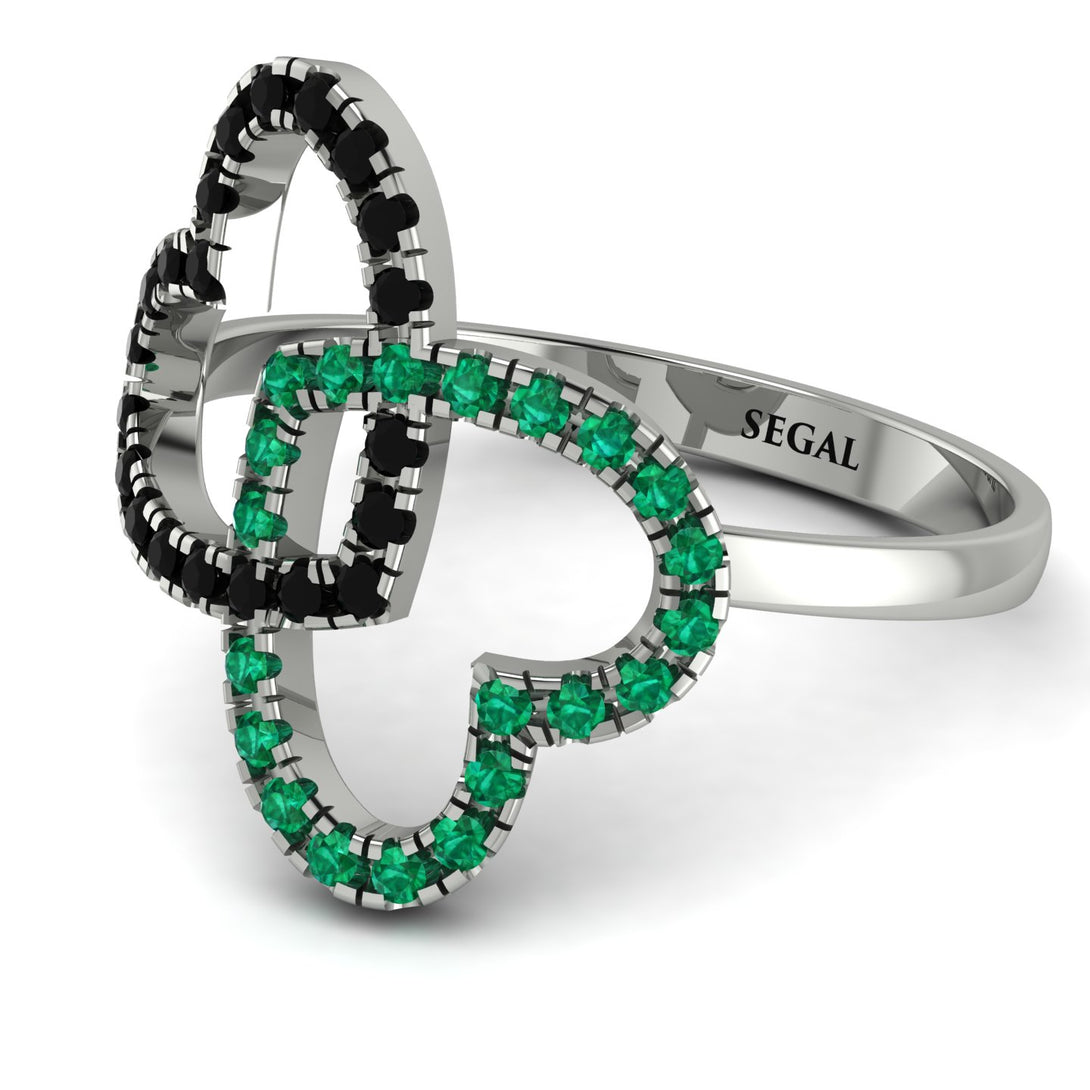 Two Hearts Black Diamond Ring - Selena No. 24