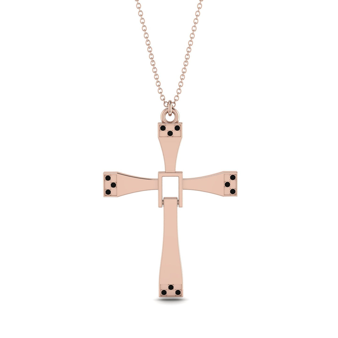 Two Parts Black Diamond Cross Necklace - Felix No. 8