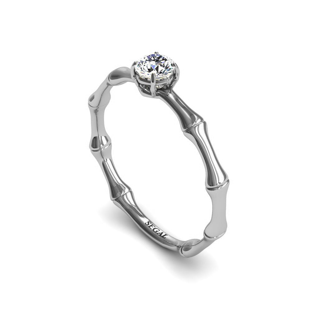 Solitaire Bamboo Diamond Ring- Charlotte no. 3