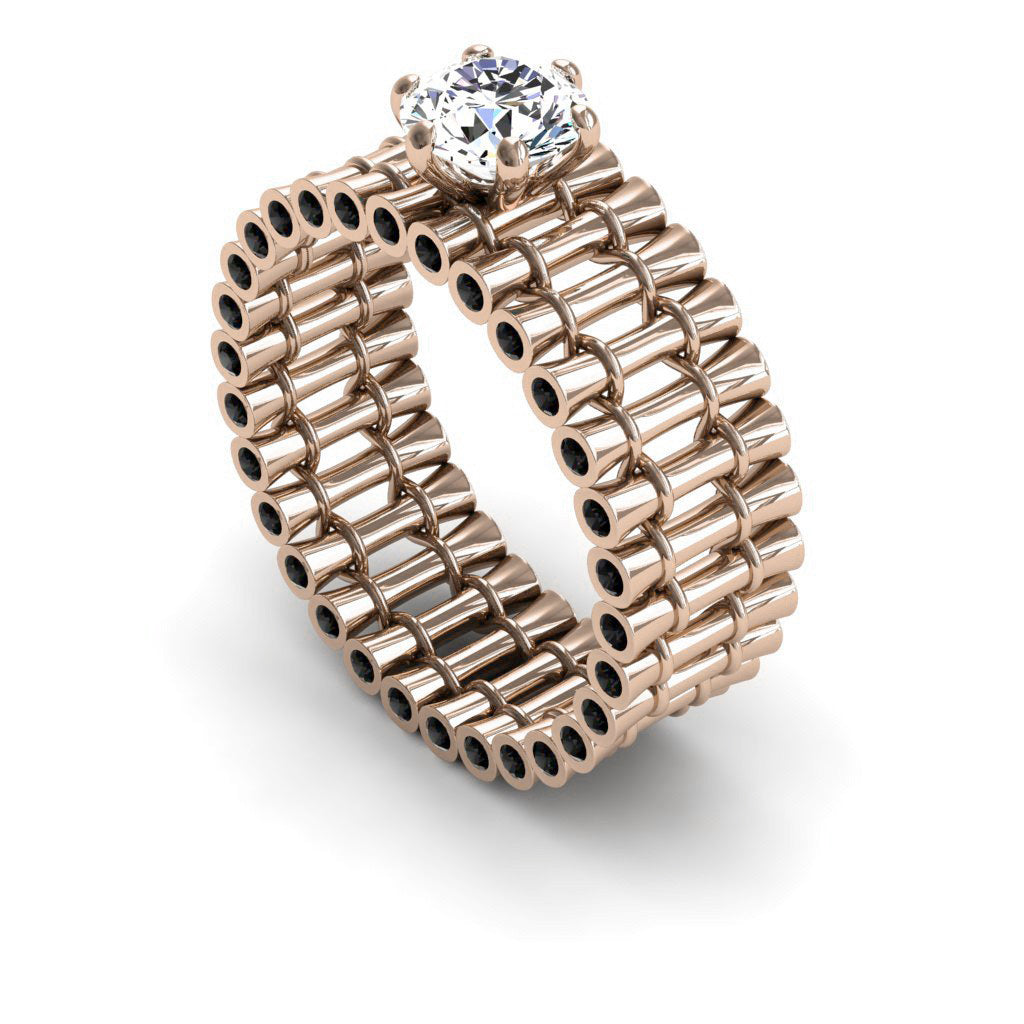 Unique Engagement Ring Diamond ring 14K Rose Gold Bamboo Branches Edwardian Ring Filigree Ring White diamond - Kayla no. 11