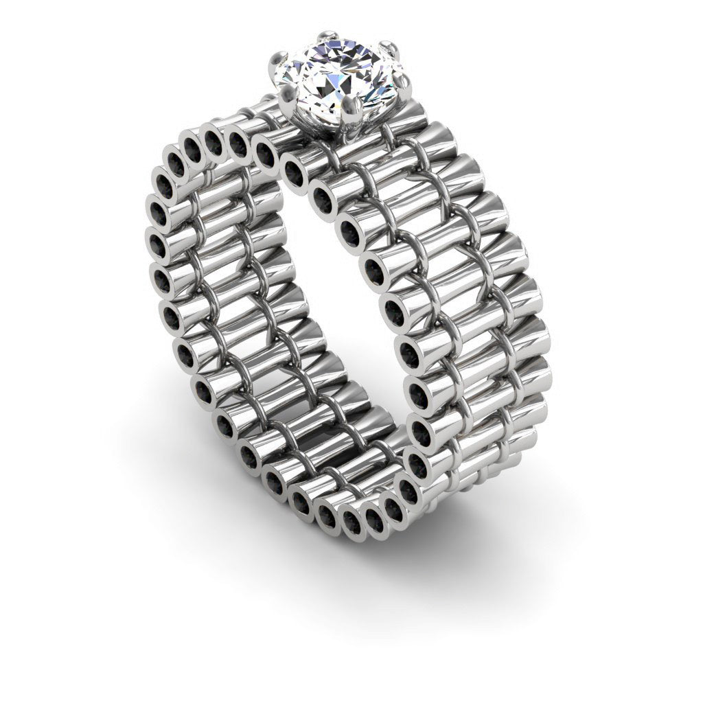 Unique Engagement Ring Diamond ring 14K White Gold Bamboo Branches Edwardian Ring Filigree Ring White diamond - Kayla no. 12