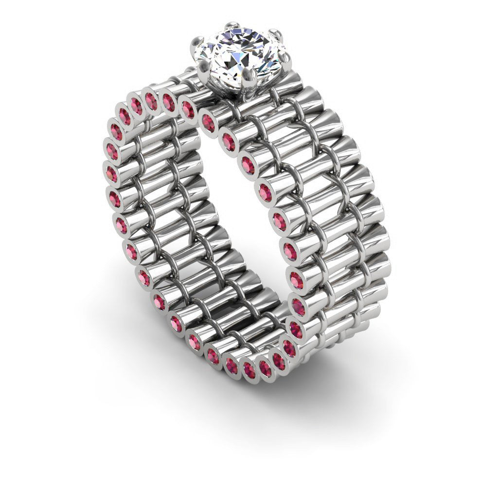 Unique Engagement Ring Diamond ring 14K White Gold Bamboo Branches Edwardian Ring Filigree Ring White diamond - Kayla no. 21