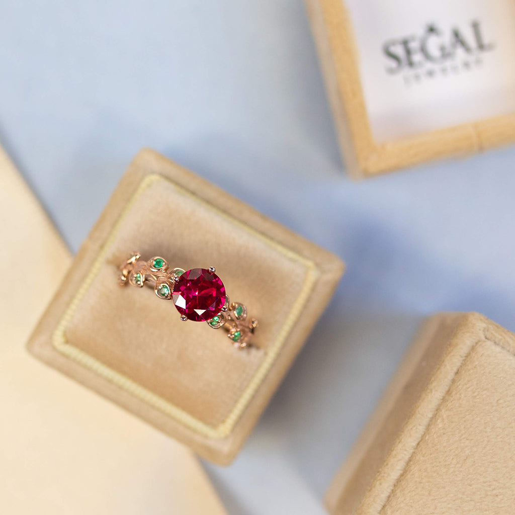 Ready to ship Leaves All Around Ruby Ring - Sydney 2ct