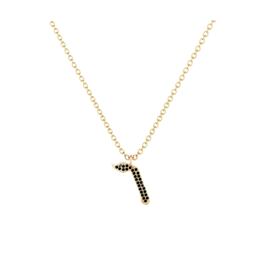 Vav - Hebrew Alef-Bet letter diamond Necklace - V letter