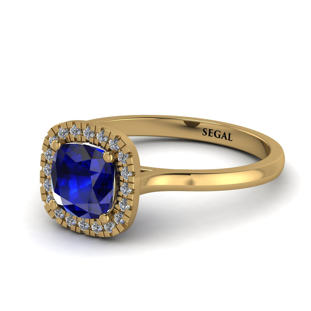 Vintage Classic Halo Cushion Sapphire Ring - Skylar No. 13