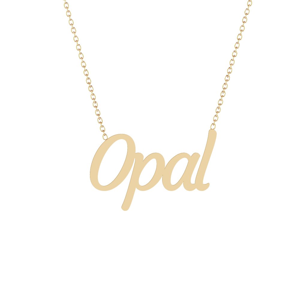Gold Name Necklace - Opal