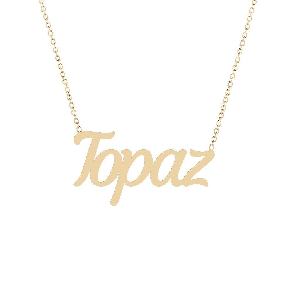 Gold Name Necklace - Topaz