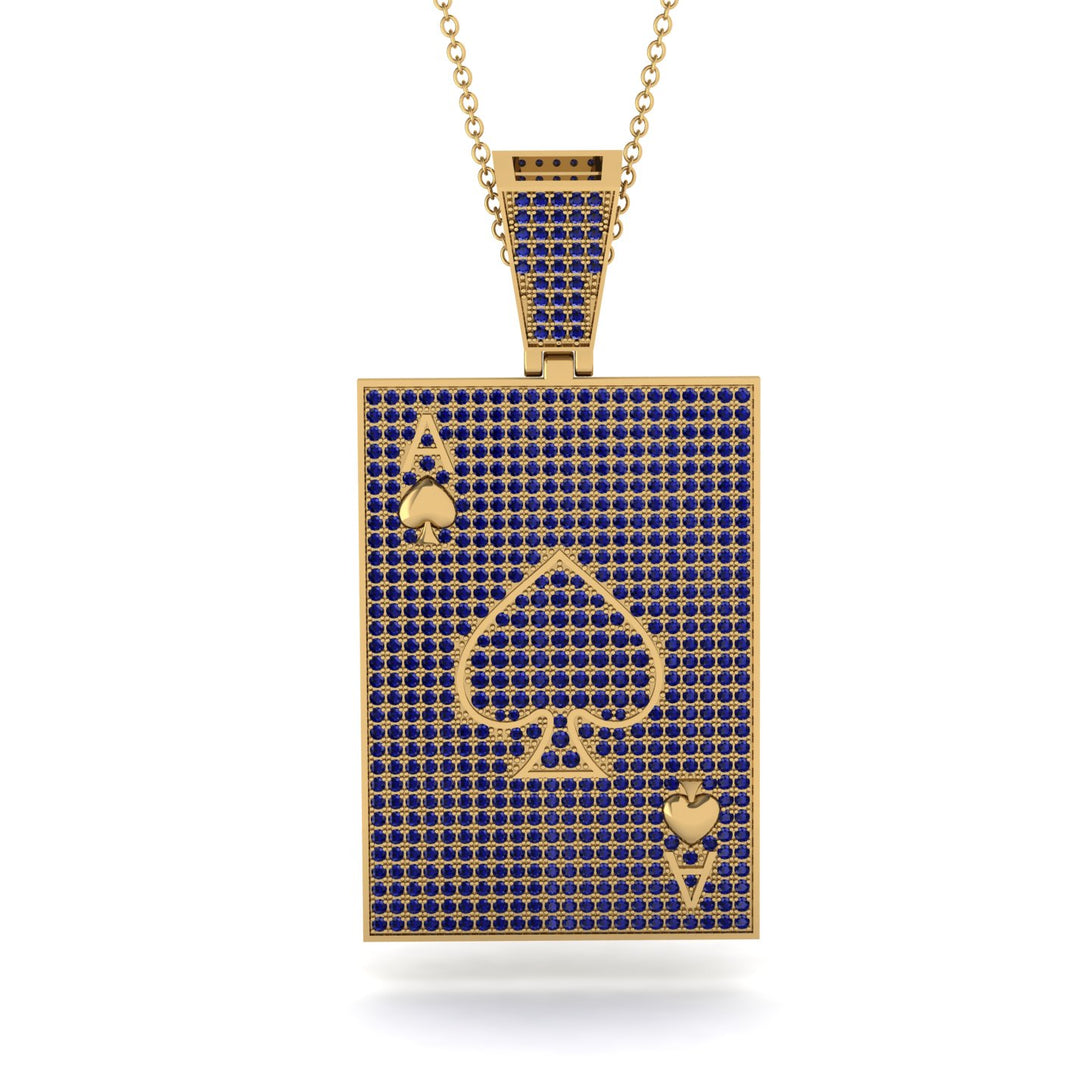 Ace Of Spades Sapphire Card Necklace - Tyler No. 73