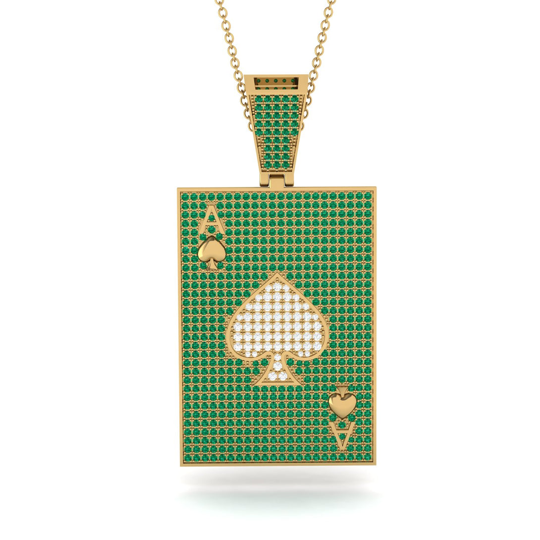 Ace Of Spades Emerald Card Necklace - Tyler No. 16