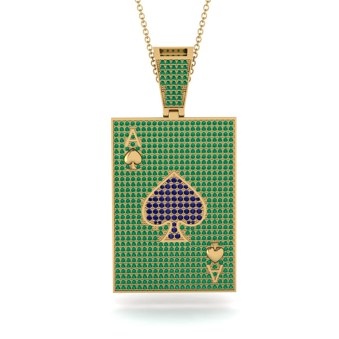 Ace Of Spades Emerald Card Necklace - Tyler No. 28