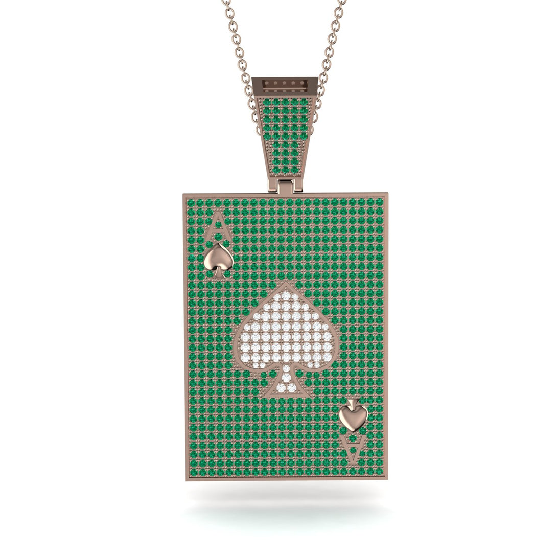 Ace Of Spades Emerald Card Necklace - Tyler No. 17