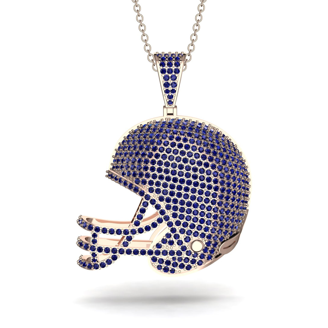 American Football Helmet Sapphire Pendant - Dennis No. 14