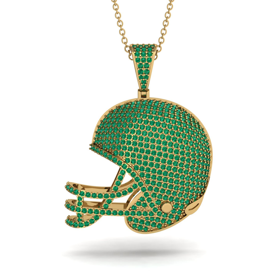 American Football Helmet Emerald Pendant - Dennis No. 4