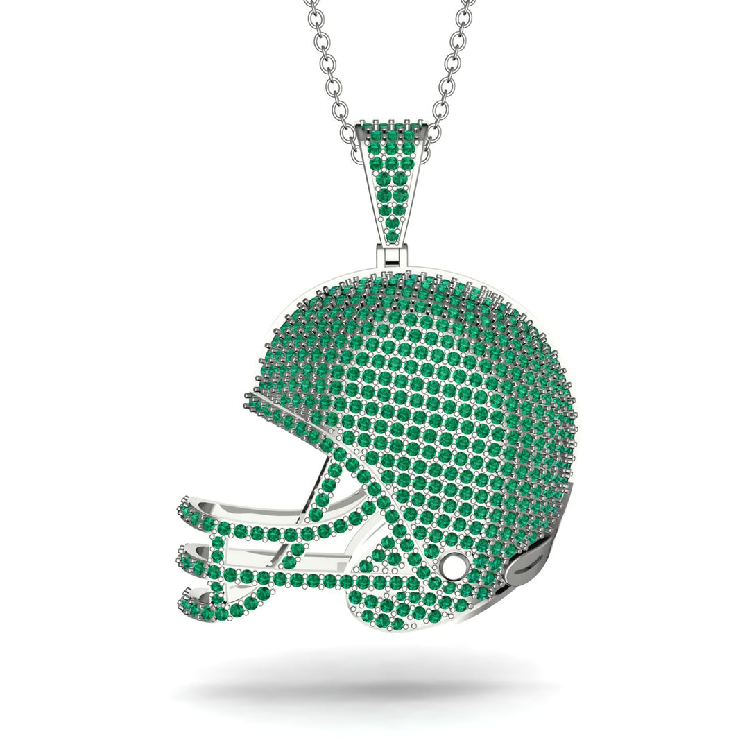American Football Helmet Emerald Pendant - Dennis No. 6