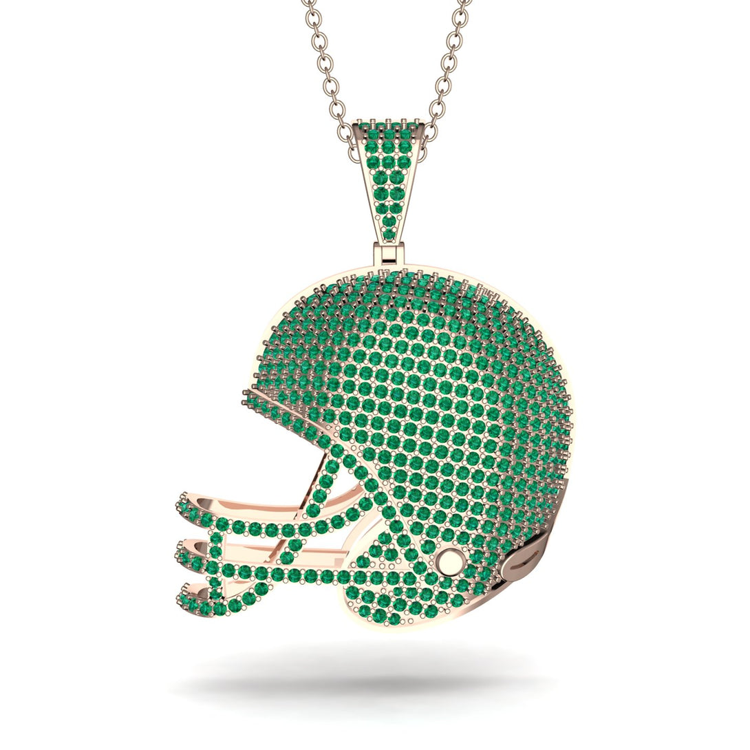American Football Helmet Emerald Pendant - Dennis No. 5