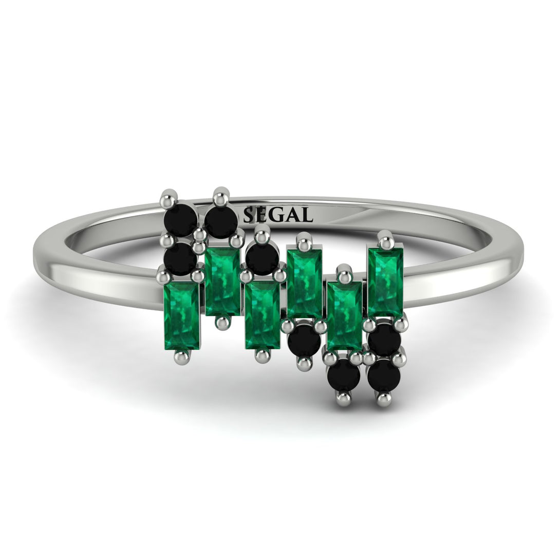 Baguette And Round Emerald Band - Daniela No. 36