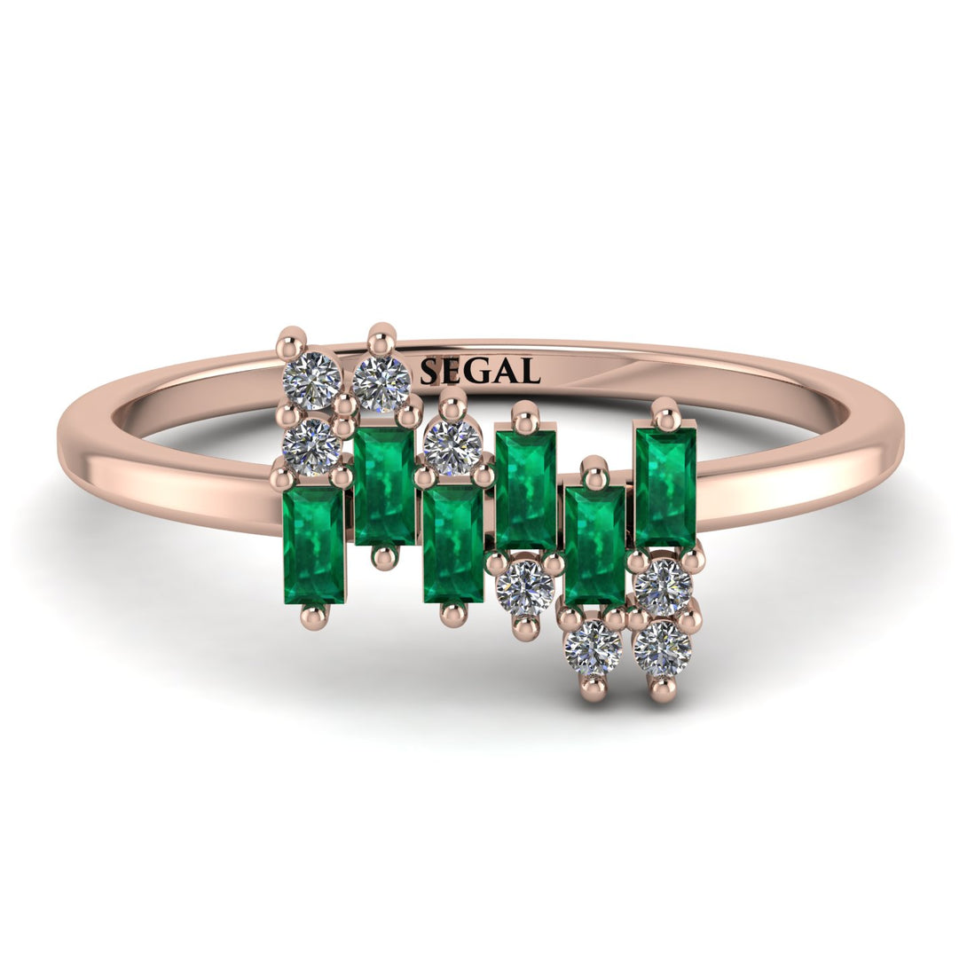 Baguette And Round Emerald Band - Daniela No. 5