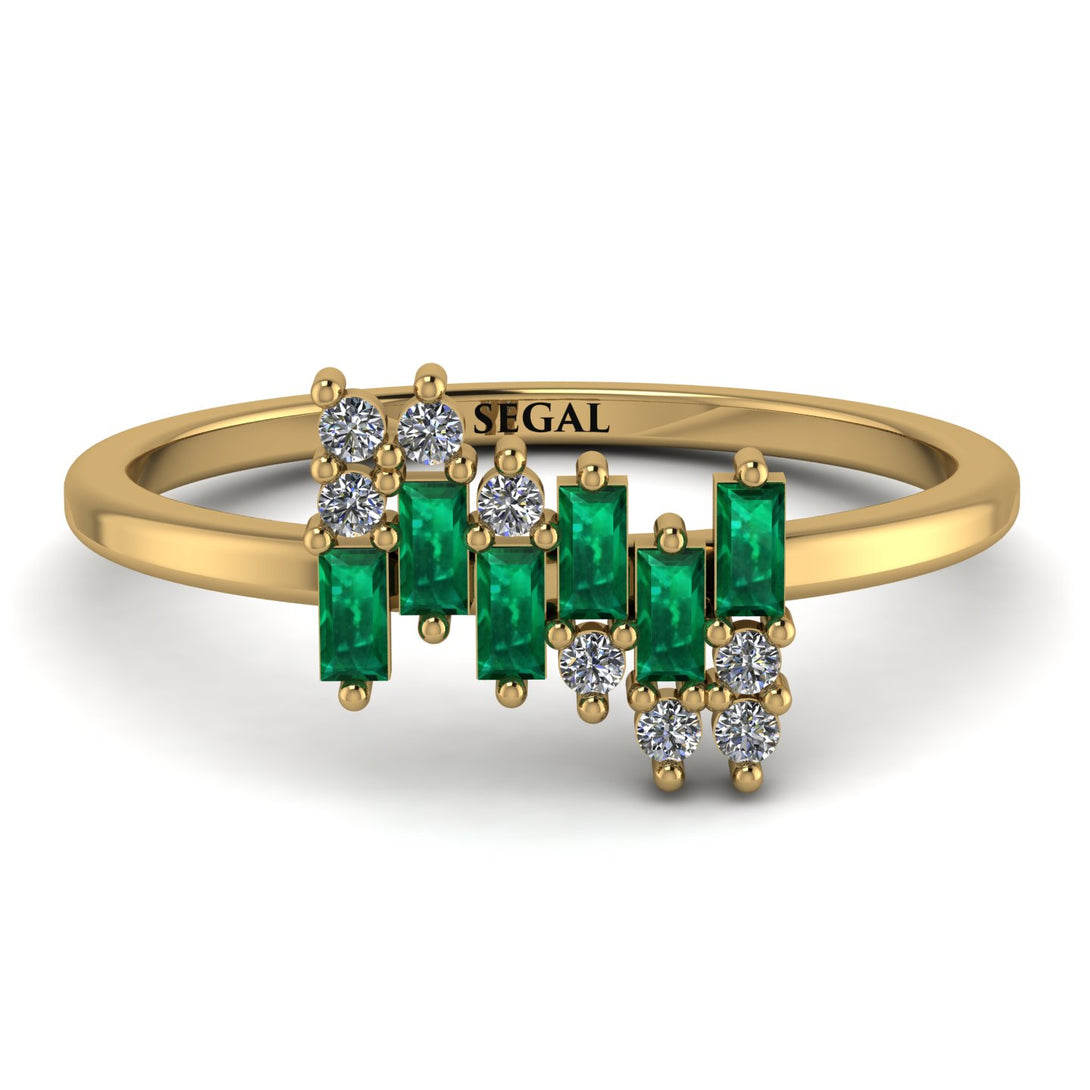 Baguette And Round Emerald Band - Daniela No. 4