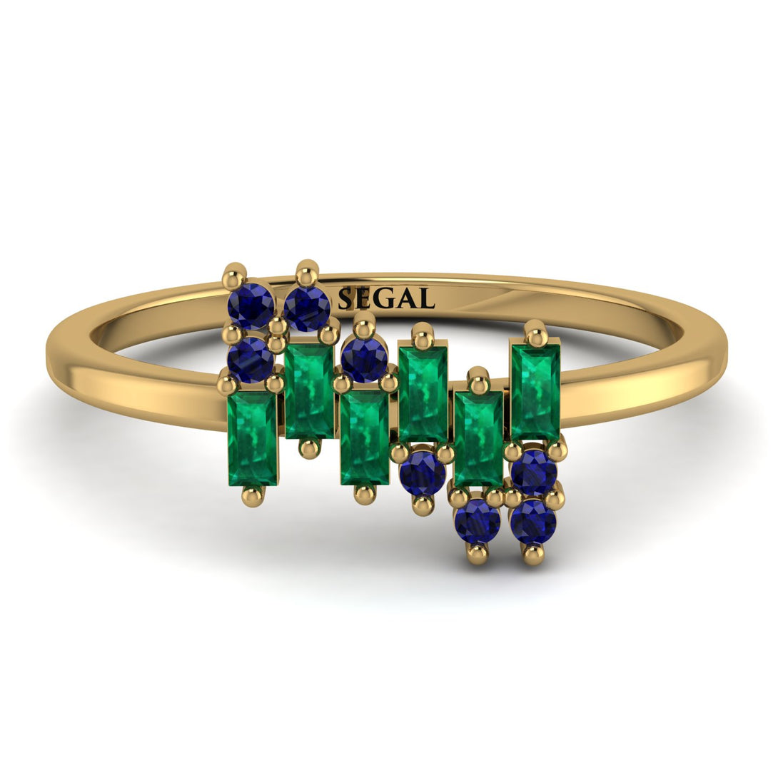 Baguette And Round Emerald Band - Daniela No. 64