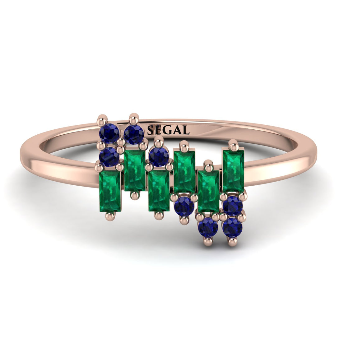 Baguette And Round Emerald Band - Daniela No. 65