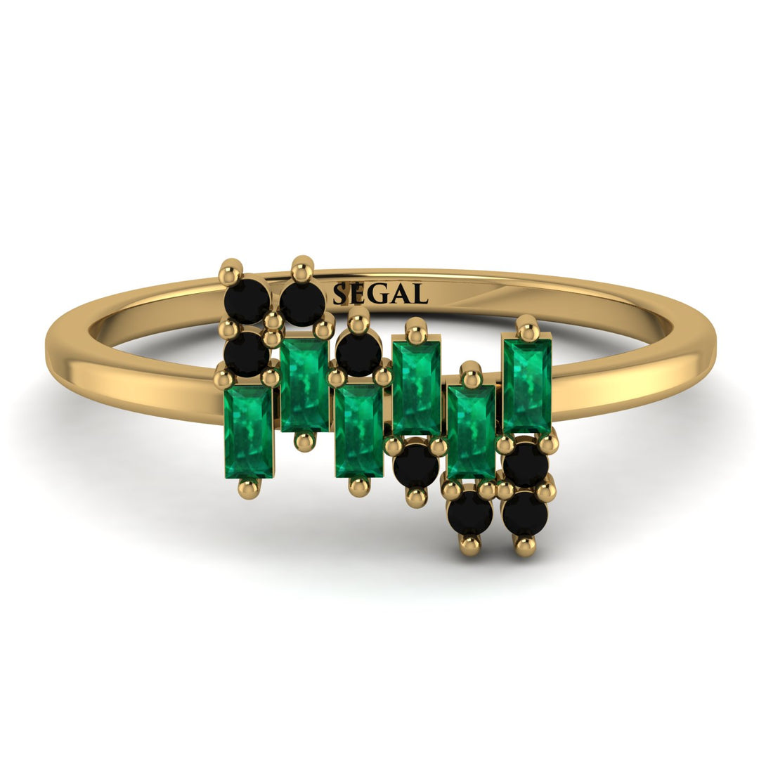 Baguette And Round Emerald Band - Daniela No. 34