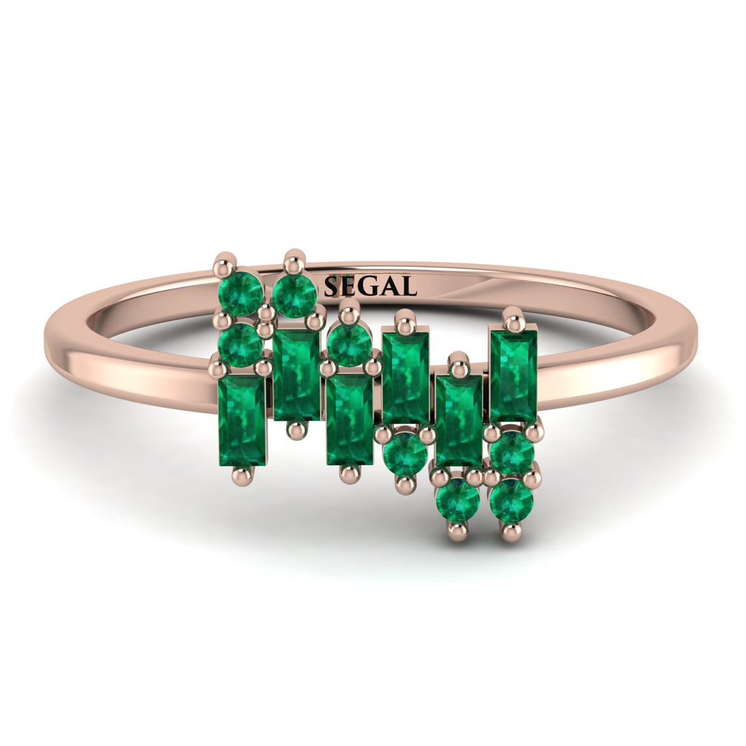 Baguette And Round Emerald Band - Daniela No. 20