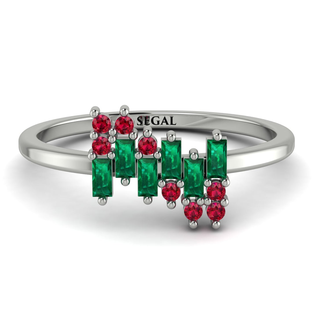 Baguette And Round Emerald Band - Daniela No. 51