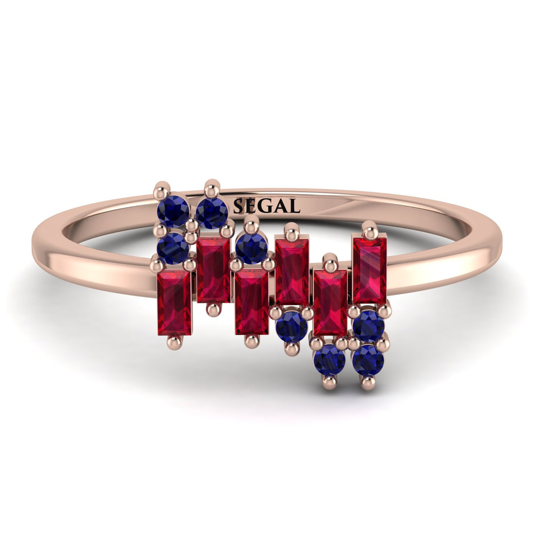 Baguette And Round Ruby Band - Daniela No. 71